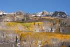 USA, Colorado, Gunnison National Forest. Mountain and forest landscape in autumn. Art Print
